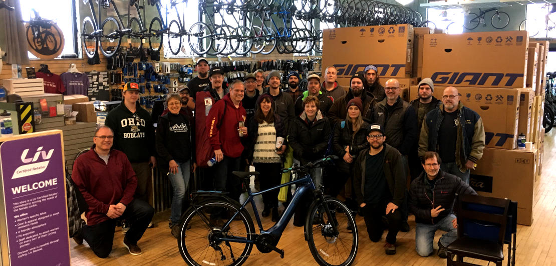 The Century Cycles team gathered for staff training in Rocky River on February 23, 2022