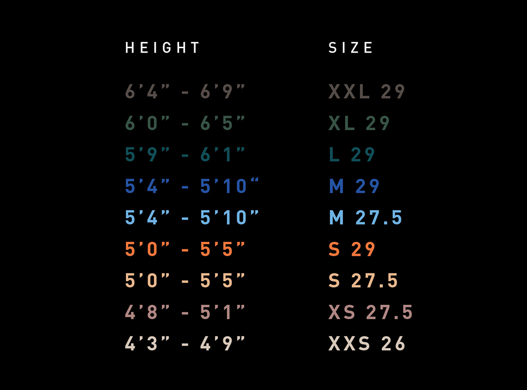 Rockhopper Size Chart