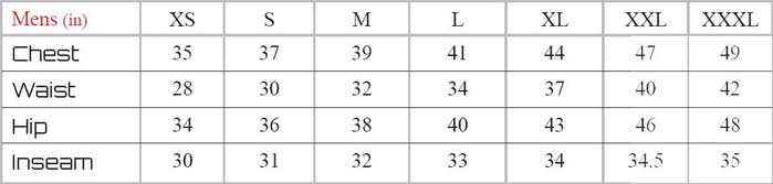 Sugoi Shorts Sizing Chart