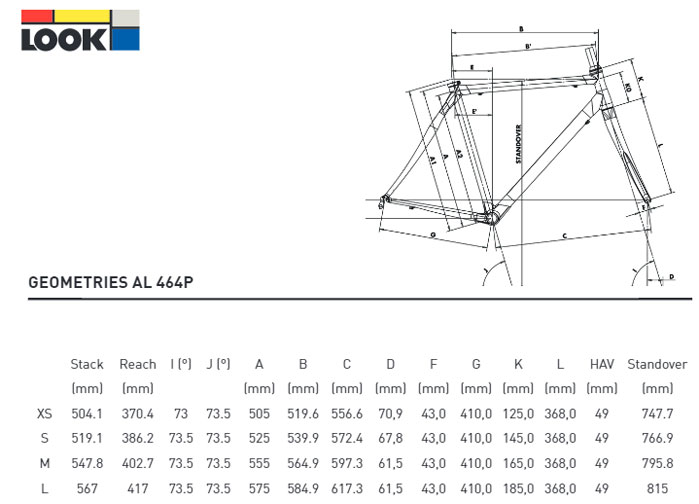 Look 555 Geometry Chart