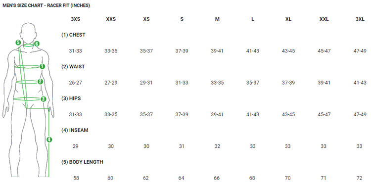 Louis Garneau Mens Jersey Size chart