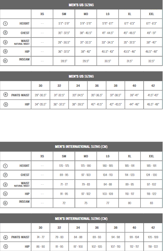 Element Clothing Size Chart