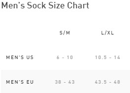 Specialized Mountain Tall Sock Sizing Chart