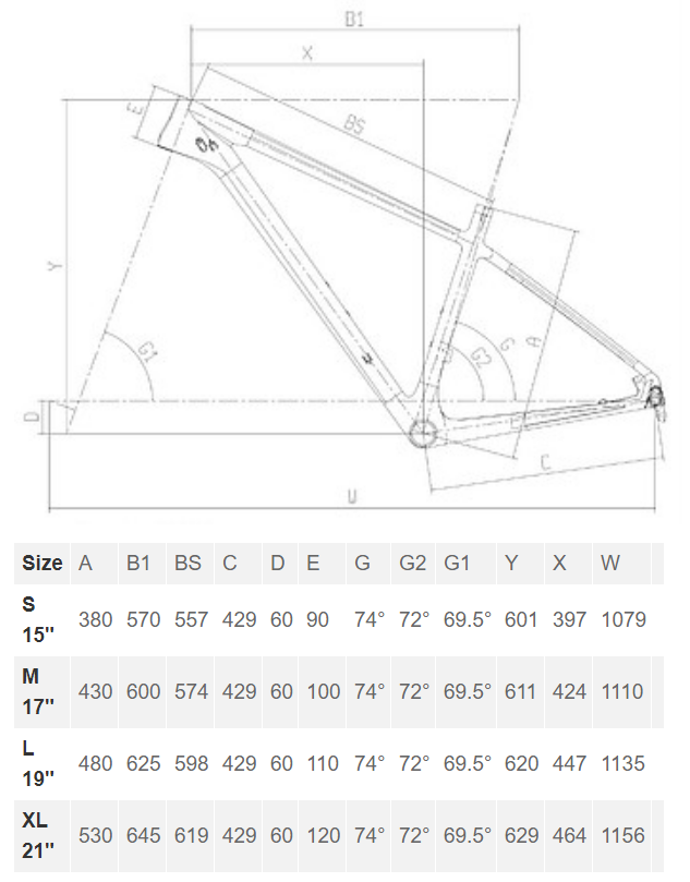 Bianchi Nitron 9.3 geometry chart