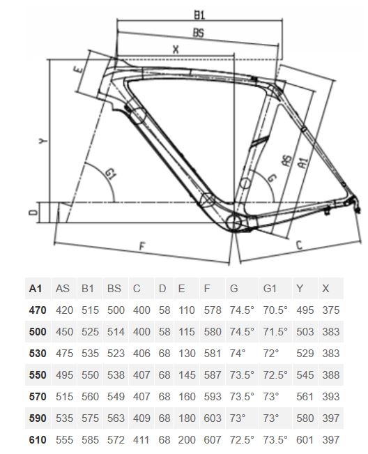 Bianchi Oltre Size Chart