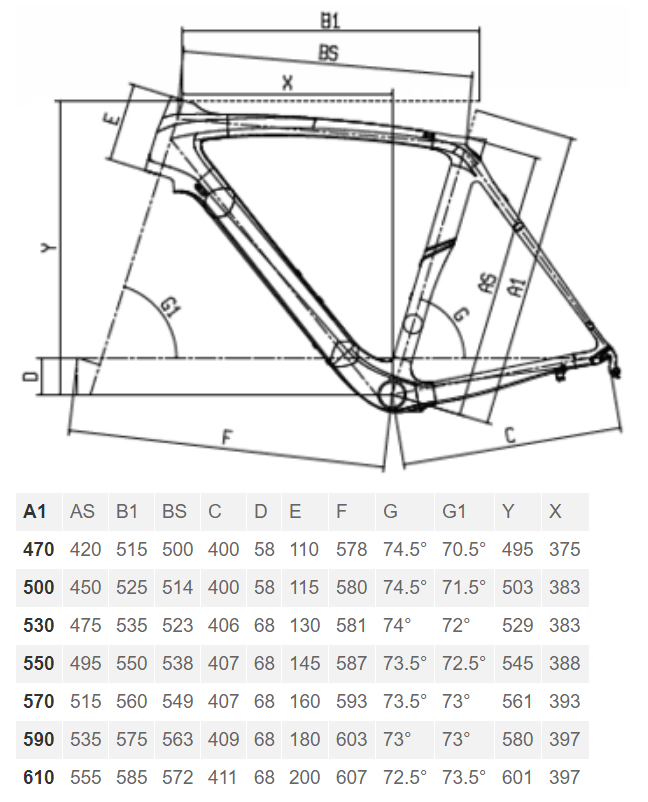 Bianchi Oltre XR3 geometry chart