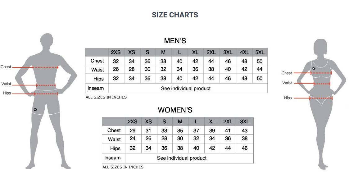 Pactimo clothing sizing chart