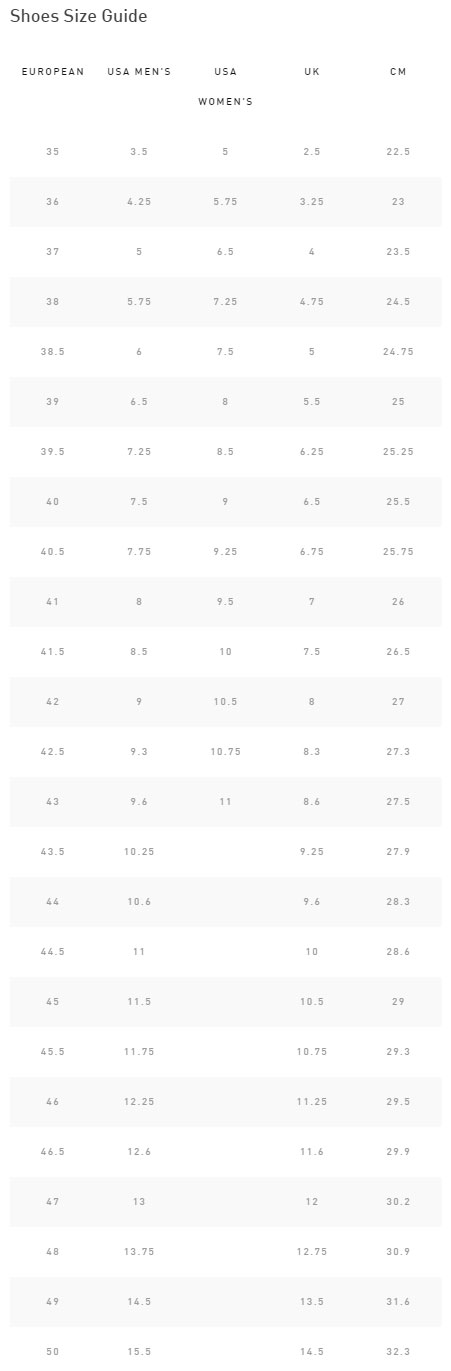 Specialized Bike Shoe Size Chart