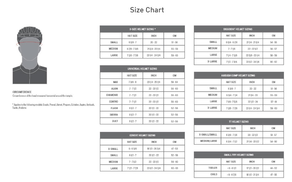 Specialized Helmet Size Chart