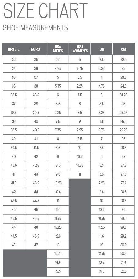 Specialized shoe sizing chart