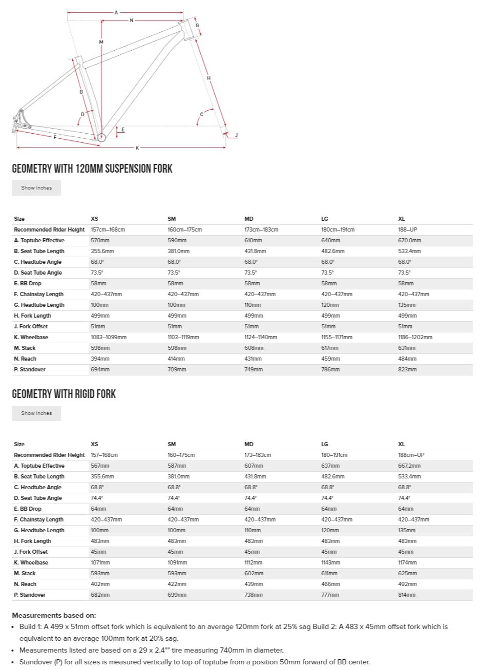 Salsa Cycles Size Chart