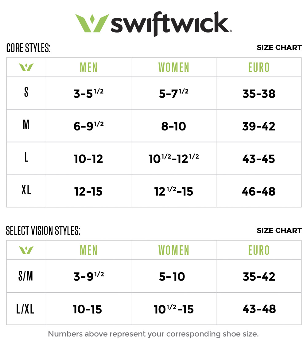 Swiftwick sock sizing chart
