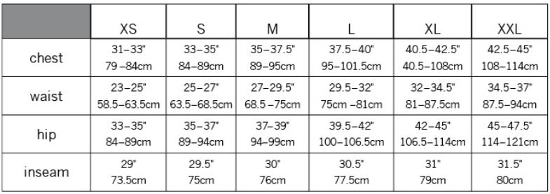 Pearl Izumi Bib Shorts Sizing Chart