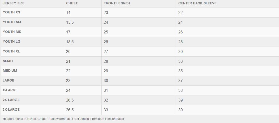 Troy Lee Designs Youth Size Chart