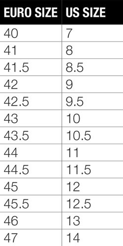 Bontrager men's shoe size chart