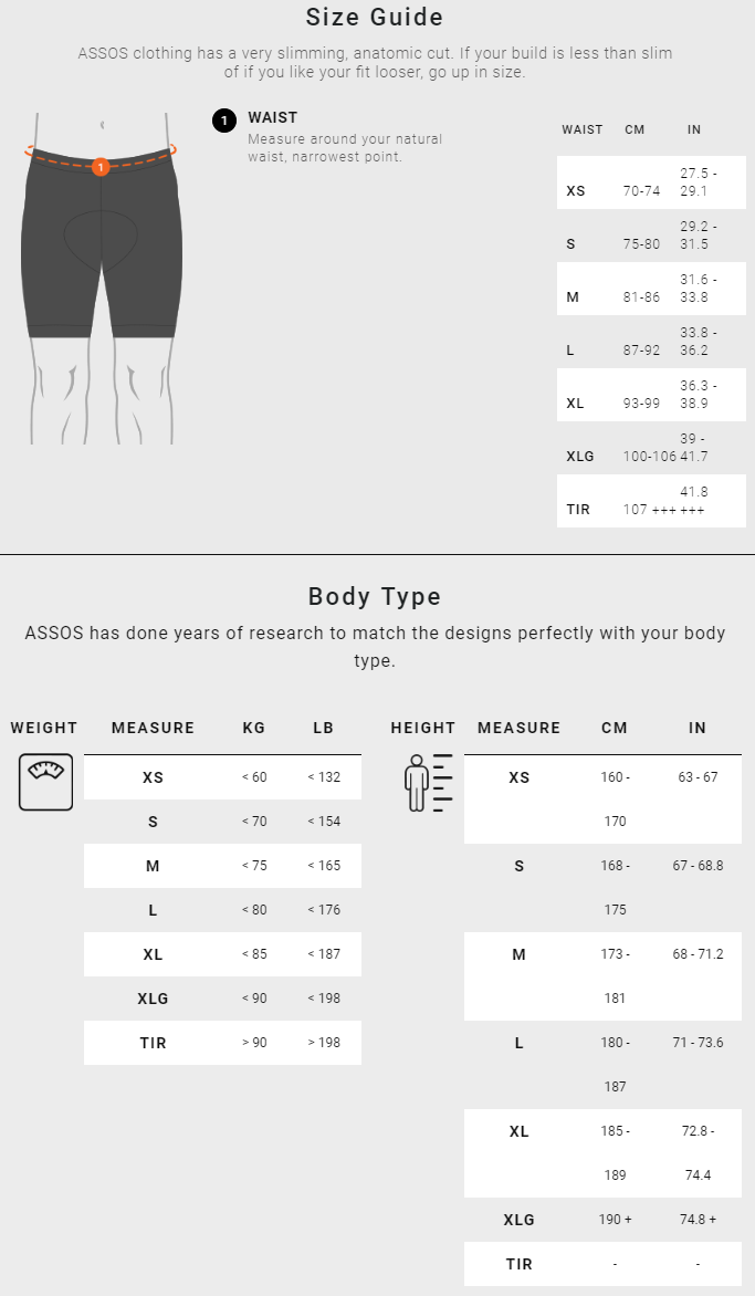 Assos Bib Sizing Chart