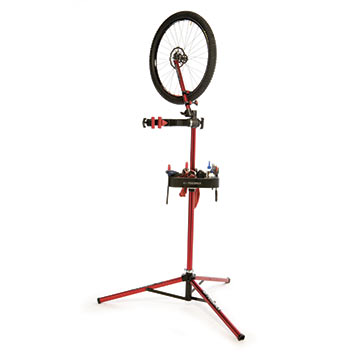 The Feedback Sports Truing Station attached to an Feedback work stand.