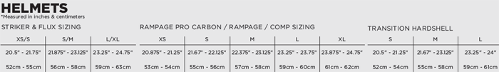 Fox Metah Size Chart