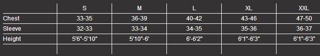 Fox Jersey Size Chart