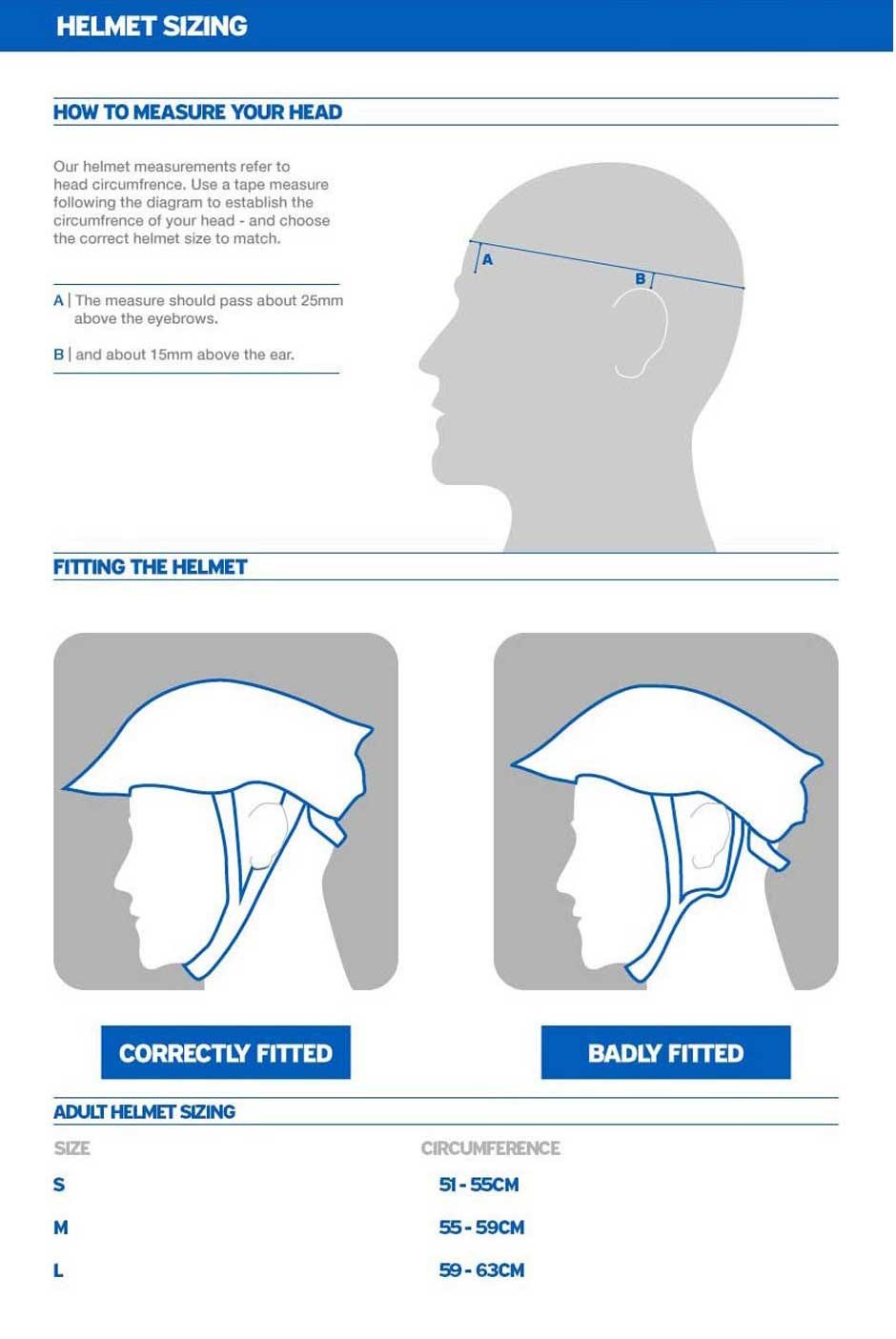 Giant Helmet sizing chart
