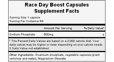 The nutritional info for Hammer Nutrition's Race Day Boost.