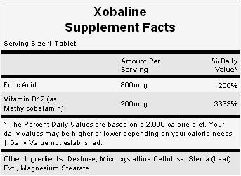The nutritional info for Hammer Nutrition's Xobaline.