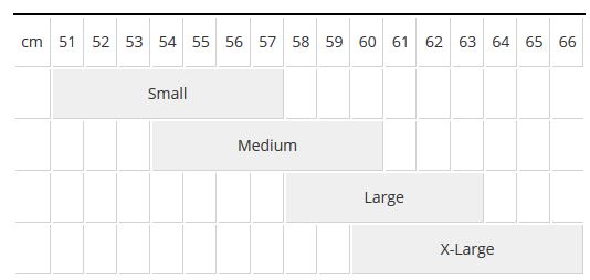 Bontrager helmet sizing chart