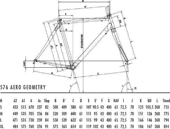 Look 555 Geometry Chart