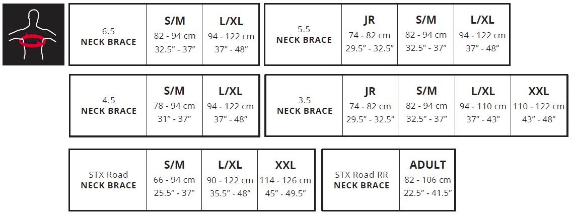 Leatt neck brace sizing chart