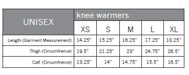 Pearl Izumi Arm Warmers Size Chart