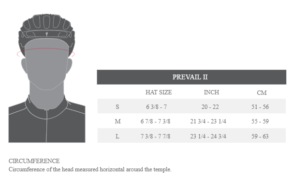 Specialized Prevail Size Chart