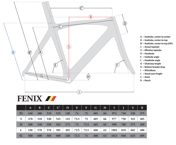 Ridley Fenix Size Chart