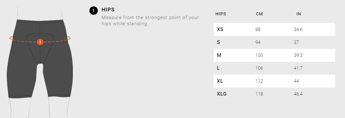 Assos shorts sizing chart