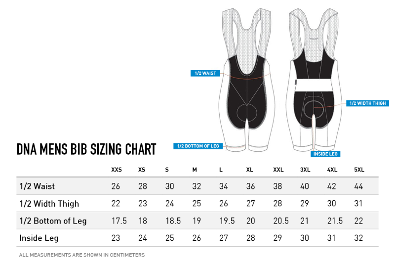 Cycling Shorts Size Chart