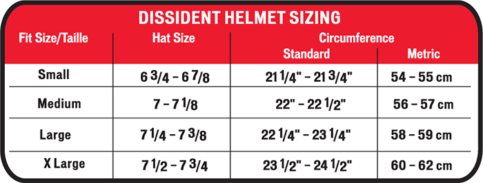 Specialized Dissident Sizing Chart
