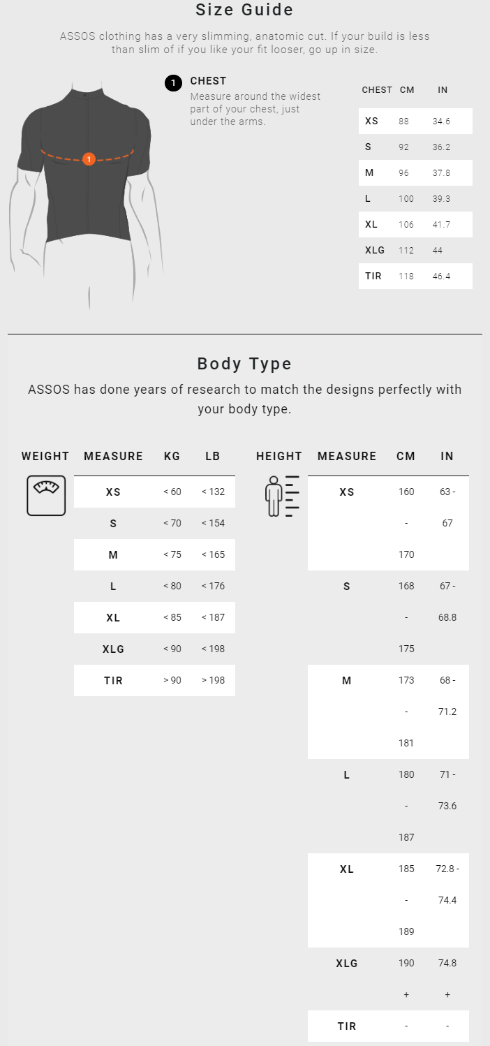 Assos Bib Sizing Chart