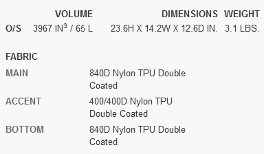 Osprey Transporter specs