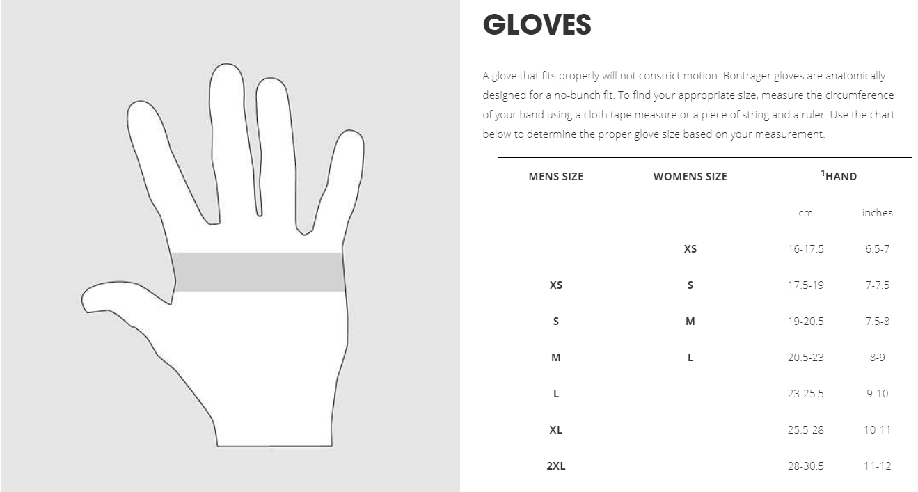 Trek glove sizing chart