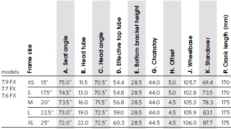 Trek Fx Size Chart