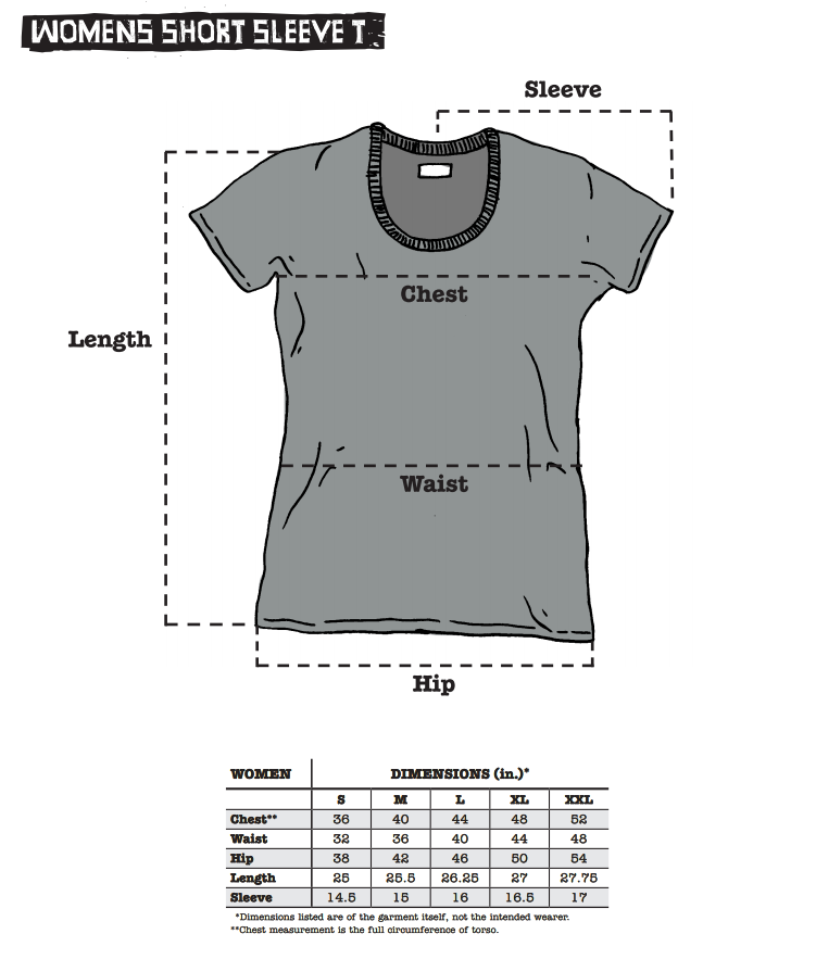 Surly Women's Apparel sizing chart
