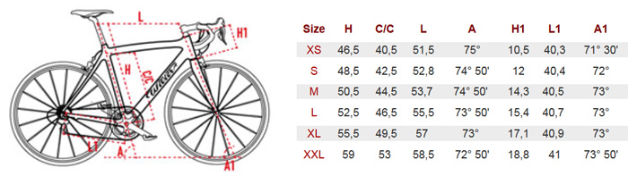 Wilier Frame Size Chart