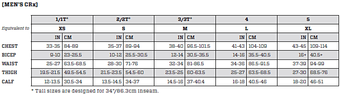 Zoot Compression Size Chart