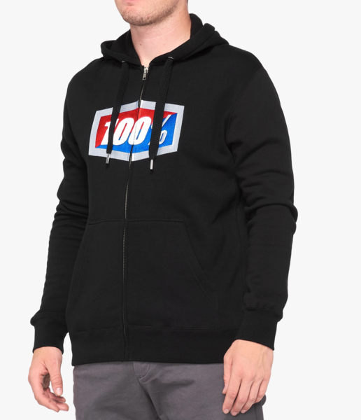 100% 100% Zip Hooded Sweatshirt Color: Black