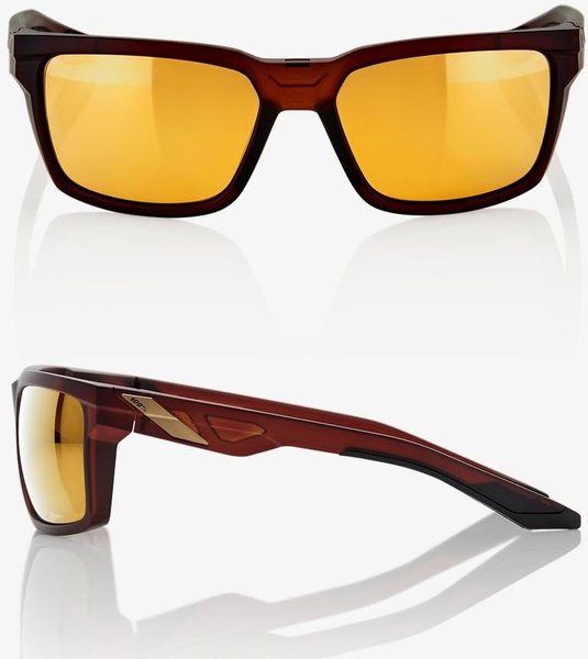 100% DAZE Sunglasses Brown Frame Gold Mirror Lens Made in Italy w/ Box & Bag 100% Daze Sunglasses with Flash Gold Lenses - Regular Price  main image 3