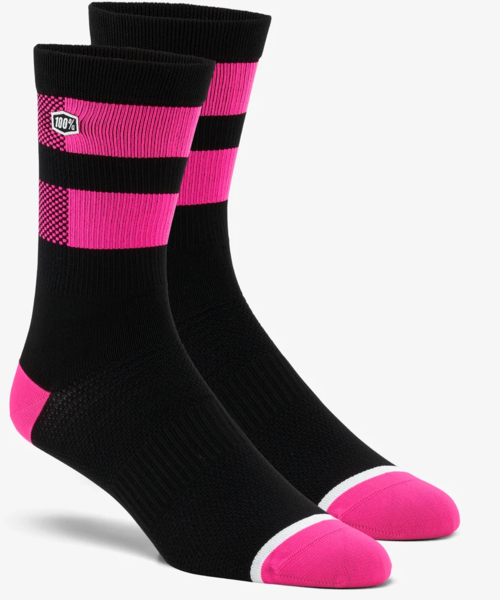 100% Flow Performance Socks Color: Black/Fluo Pink