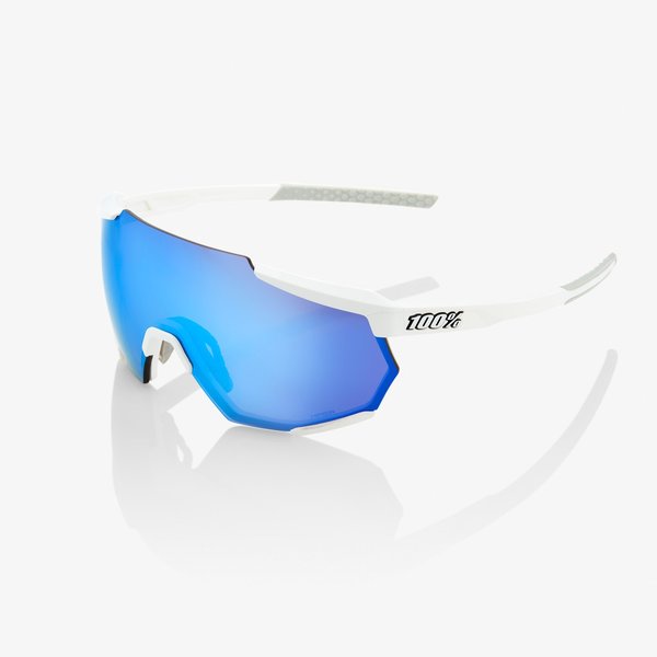 100% Racetrap Sunglasses Color | Lens: Matte White | HiPER Blue Multilayer Mirror|Clear