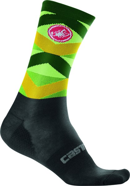 Castelli Fatto 12 Sock Color: Black/Sprint Geen