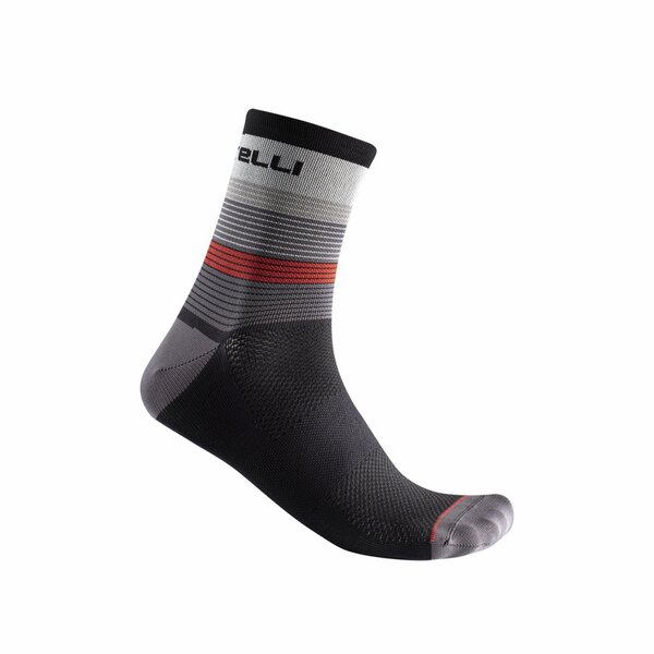 Castelli Scia 12 Sock Color: Gray/Dark Gray-Red-Black