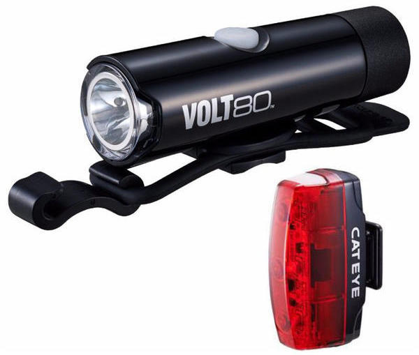 Cateye Volt 80 Lumen Front Rapid Micro Rear Bike Commuter Rechargable Light Set 