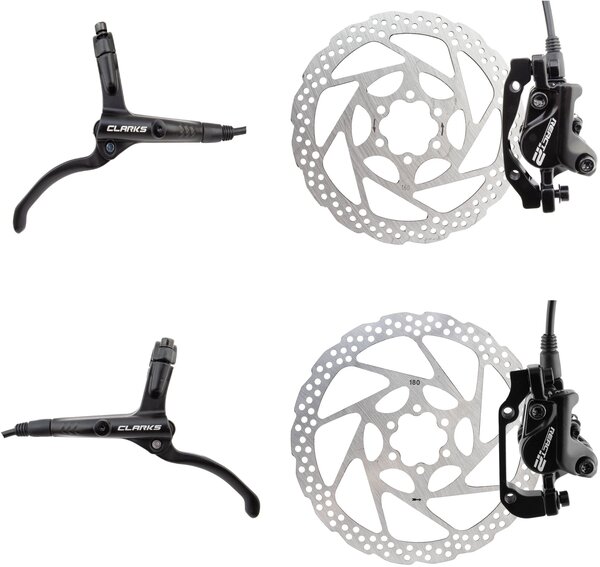 Clarks React 2 160mm Front/180mm Rear Hydraulic Disc Brake Kit Clarks React 2 160mm Front/180mm Rear Hydraulic Disc Brake Kit